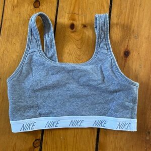Nike Gray Sports Bra with White Logo Band size medium